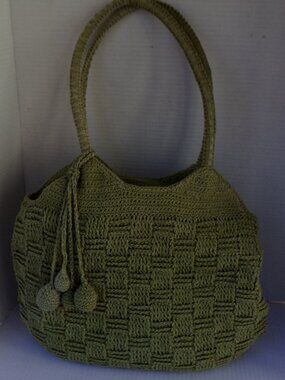 Stone Mountain Crochet Shoulder Bag Purse Green Woven Boho